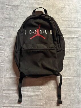 Jordan Black Backpack with Red Jumpman and White Lettering